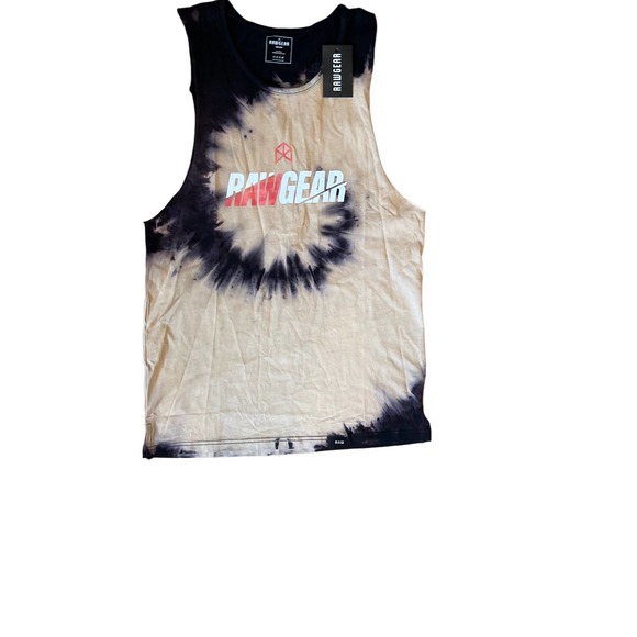 NWT Mens RAWGEAR Tan Black Tie Dye‎ Athletic Tank Top Gym sz M - Picture 1 of 5